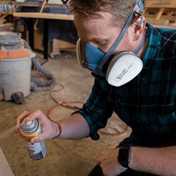 Breath Buddy Respirator Mask With Filters & Safety Glasses | Reusable Professional Breathing Protection Against Dust, Pollen & Organic Vapors | Half Mask Respirator With Pair of Cartridges & Filters