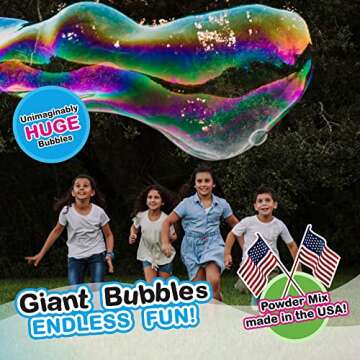WOWmazing Big Bubble Refill Powder Mix (6 Packets) - Turns Dish Detergent into Giant Bubbles. Makes 6 GALLONS! - Made in USA