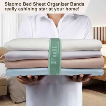 Siaomo Bed Sheet Organizer Bands, Sheet Set Storage Label Bands, Elastic Bedding Sheet Straps Wraps for Organizing Linen Closet （Full 4PCs | Green）