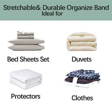 Siaomo Bed Sheet Organizer Bands, Sheet Set Storage Label Bands, Elastic Bedding Sheet Straps Wraps for Organizing Linen Closet （Full 4PCs | Green）