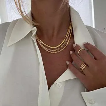 DEARMAY Layered 14K Gold Chain Choker Necklace Set for Women Trendy