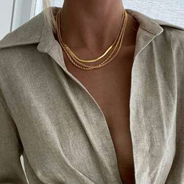 DEARMAY Layered 14K Gold Chain Choker Necklace Set for Women Trendy