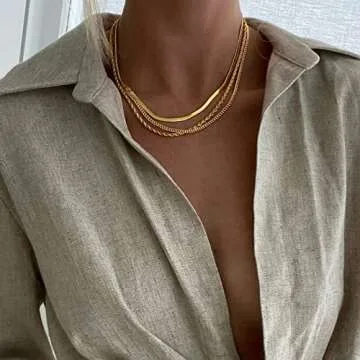 DEARMAY Layered 14K Gold Chain Choker Necklace Set for Women Trendy