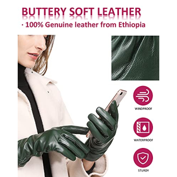 FEIQIAOSH Premium Genuine Leather Winter Gloves for Women