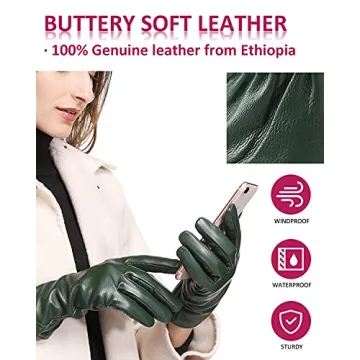 FEIQIAOSH Premium Genuine Leather Winter Gloves for Women