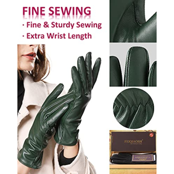 FEIQIAOSH Premium Genuine Leather Winter Gloves for Women
