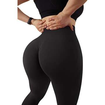OMKAGI Women Scrunch Butt Lifting Leggings Seamless High Waisted Workout Yoga Pants(M,1149-Contour-Black)