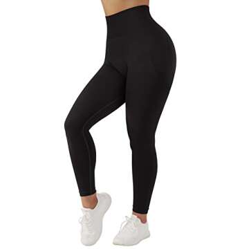 OMKAGI Women Scrunch Butt Lifting Leggings Seamless High Waisted Workout Yoga Pants(M,1149-Contour-Black)