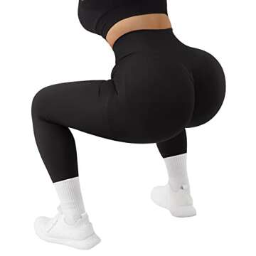 OMKAGI Women Scrunch Butt Lifting Leggings Seamless High Waisted Workout Yoga Pants(M,1149-Contour-Black)