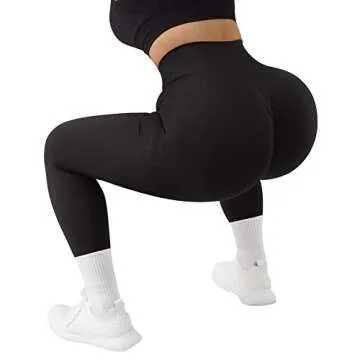 OMKAGI Women Scrunch Butt Lifting Leggings Seamless High Waisted Workout Yoga Pants(M,1149-Contour-Black)