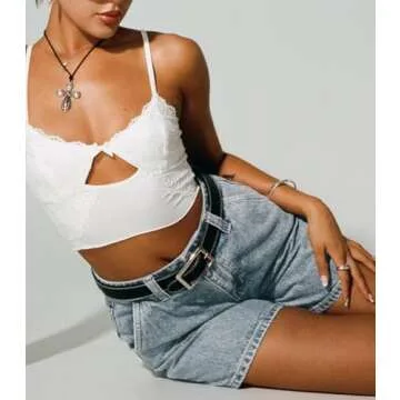 KMBANGI Y2k Women Jean Shorts High Waisted Carpenter Denim Shorts with Pockets Trendy Fashion Summer Shorts(Chic Light Blue,S)