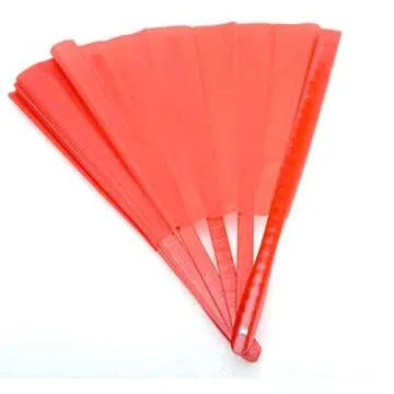 HONSHEN Bamboo Large Red Folding Hand Fans KunFu Fan for Events Dance Performance Festivals Gift (All Red)