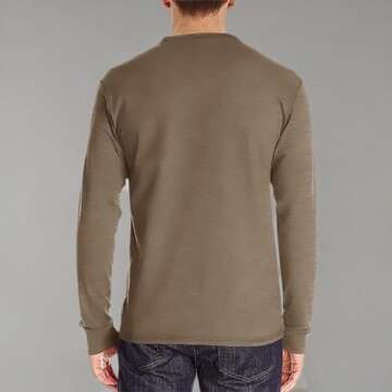 Lexiart Mens Fashion Henley Shirts Long Sleeve Button Cotton T-Shirt with Pocket