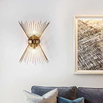 VILUXY Mid-Century Wall Sconces Antique Brass Brush Paint Finish Bedside Wall Sconce Lighting Fixtur...