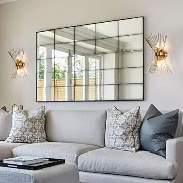 VILUXY Mid-Century Wall Sconces Antique Brass Brush Paint Finish Bedside Wall Sconce Lighting Fixture with Starburst Shade for Bedroom, Hallway, Entryway, Passway, Bathroom, Vanity 2 Pack