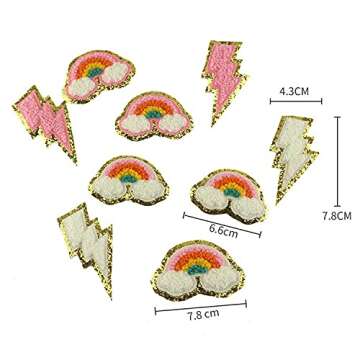 IXUEYU 3D Colorful Castle Bow Chenille Rainbow Embroidered Patches Iron on Embroidery Applique Star ...