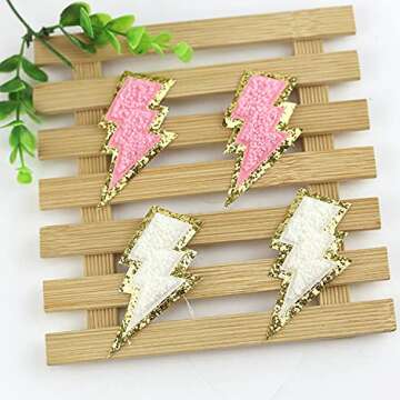 IXUEYU 3D Colorful Castle Bow Chenille Rainbow Embroidered Patches Iron on Embroidery Applique Star Anchor Coconut Plane Flamingos Bowknot Sewing Badges Children Clothing Stickers (Style 3 (12pcs))