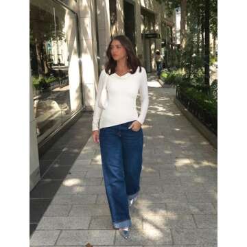 OMKAGI Asymmetrical Long Sleeve Shirt for Women