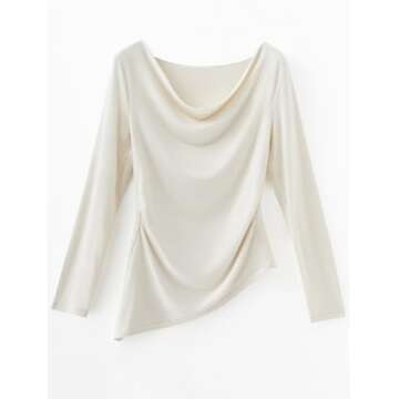 OMKAGI Asymmetrical Long Sleeve Shirt for Women