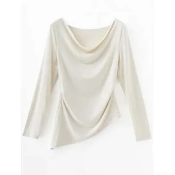 OMKAGI Asymmetrical Long Sleeve Shirt for Women