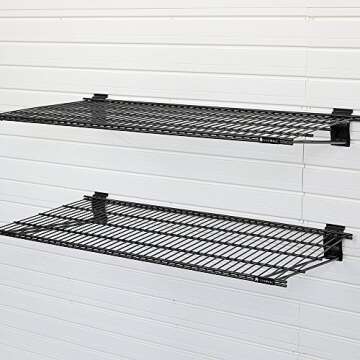 Flow Wall FSS-MB2412-2B Metal Bracket Shelf for Garage Organization Systems, Black (4-Pack)