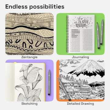 ARTISTRO Set of 9 Fineliner Pens, Black Micro Pens for Drawing, Waterproof Archival Ink, Ultra Fine Tip Pens for Illustration, Technical Pen, Sketching, Writing, Drawing, Journaling, Fine Tip Pens Set