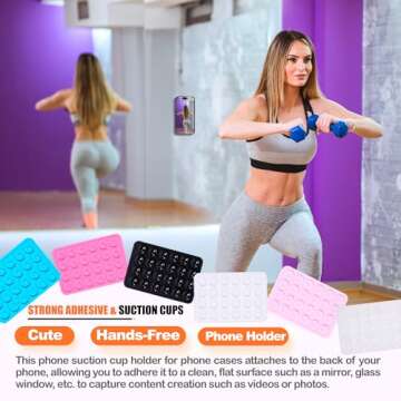 Suction Phone Case Mount, 2Pcs Silicone Phone Suction Grip Compatible with iPhone and Android Cases, Anti-Slip Hands-Free Mobile Accessory Holder, Sticky Phone Grip for Tiktok Videos and Selfies