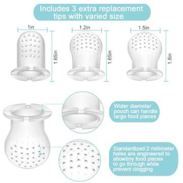 PandaEar 3 Pack Baby Fruit & Food Feeder Pacifier, Silicone Feeder Pacifier with 3 Sizes Pouches for Babies Toddlers Infants Kids, BPA-Free Food Grade Soft Safe -Tan/Grey/Brown