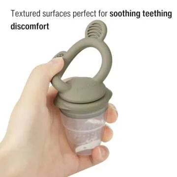 PandaEar 3 Pack Baby Fruit & Food Feeder Pacifier, Silicone Feeder Pacifier with 3 Sizes Pouches for Babies Toddlers Infants Kids, BPA-Free Food Grade Soft Safe -Tan/Grey/Brown