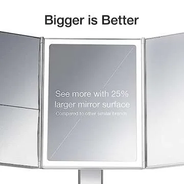 Fancii Makeup Mirror with Natural LED Lights, Lighted Trifold Vanity Mirror with 5X & 7X Magnifications - 40 Dimmable Lights, Touch Screen, Cosmetic Stand - Sora (White)