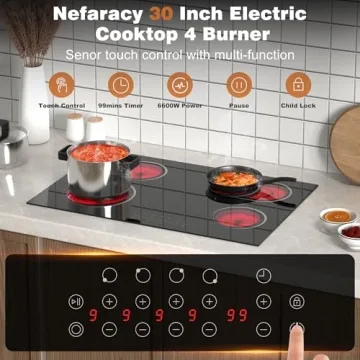 Nefaracy 30 Inch Electric Cooktop with 4 Burners