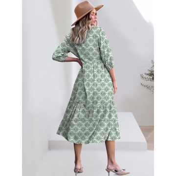 ANRABESS Women's Casual 3/4 Sleeve Maxi Floral Dress