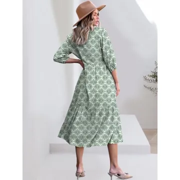 ANRABESS Women's Casual 3/4 Sleeve Maxi Floral Dress