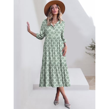 ANRABESS Women's Casual 3/4 Sleeve Maxi Floral Dress