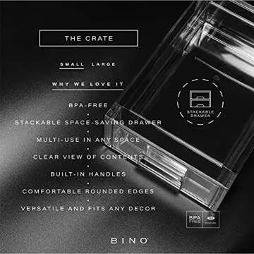 BINO | Stackable Storage Drawers, Small - Clear | THE CRATE COLLECTION | Storage Bins With Drawers Bathroom Organizers and Storage Organization and Storage Under Sink Organizer Vanity Cabinet Home