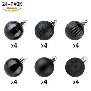 XmasExp 24ct Christmas Ball Ornaments Shatterproof Xmas Tree Hanging Balls Decorations Perfect for H...