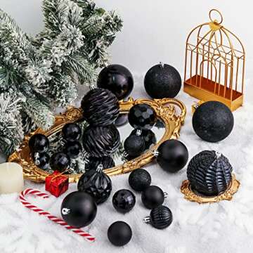 XmasExp 24ct Christmas Ball Ornaments Shatterproof Xmas Tree Hanging Balls Decorations Perfect for Halloween Decorations Holiday Wedding Christmas Decor(1.57", Black)