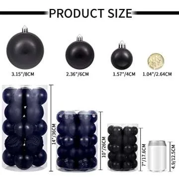 XmasExp 24ct Christmas Ball Ornaments Shatterproof Xmas Tree Hanging Balls Decorations Perfect for Halloween Decorations Holiday Wedding Christmas Decor(1.57", Black)