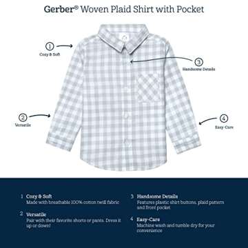 Stylish Tan Plaid Button-Up Shirt for Baby Boys