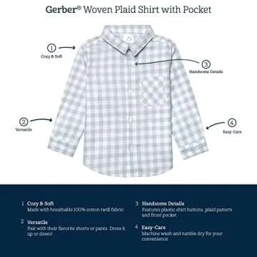 Stylish Tan Plaid Button-Up Shirt for Baby Boys