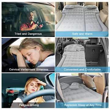 ISWEES Car Air Mattress - Versatile SUV Sleeping Pad with Pump & Pillows