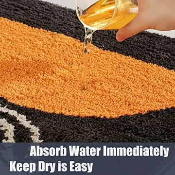 DBJOY Boho Bathroom Rugs Non-Slip Abstract Bath Rugs Microfiber Cute Mat Black Washable for Tube/Washbasin/Toilet (Black-Sunrise, 16"X24")