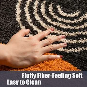 DBJOY Boho Bathroom Rugs Non-Slip Abstract Bath Rugs Microfiber Cute Mat Black Washable for Tube/Washbasin/Toilet (Black-Sunrise, 16"X24")