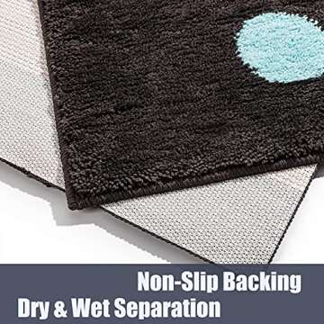 DBJOY Boho Bathroom Rugs Non-Slip Abstract Bath Rugs Microfiber Cute Mat Black Washable for Tube/Washbasin/Toilet (Black-Sunrise, 16"X24")