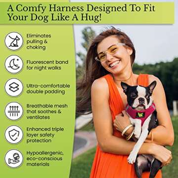 EcoBark Step in Dog Harness - Eco-Friendly Teacup Dog Harnesses for XXS, XS, and Small Dogs - Reflec...