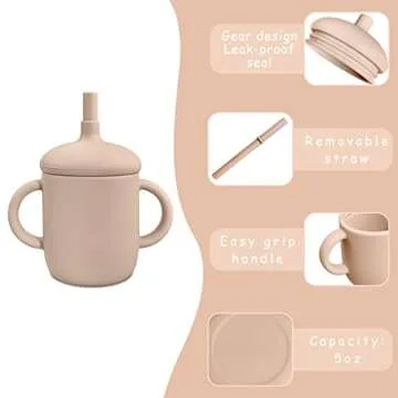 TQONEP Toddler Silicone Sippy Cup for Safe Drinking