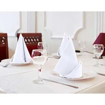 Utopia Kitchen White Cloth Napkins [12 Pack, 18x18 Inch] Absorbent Cotton Blend Washable and Reusable for Dinner, Restaurant, Lunch, Wedding and Hotel