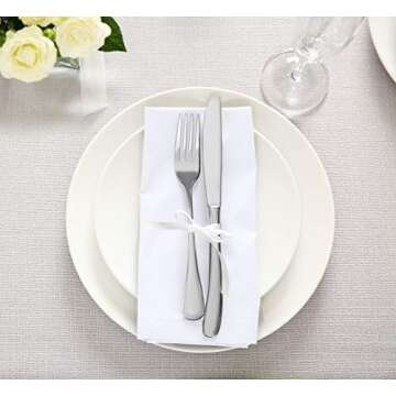 Utopia Kitchen White Cloth Napkins [12 Pack, 18x18 Inch] Absorbent Cotton Blend Washable and Reusable for Dinner, Restaurant, Lunch, Wedding and Hotel