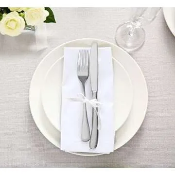 Utopia Kitchen White Cloth Napkins [12 Pack, 18x18 Inch] Absorbent Cotton Blend Washable and Reusable for Dinner, Restaurant, Lunch, Wedding and Hotel