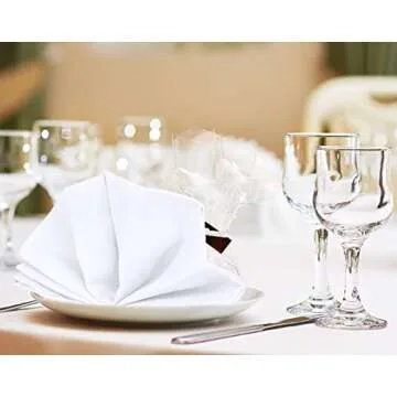 Utopia Kitchen White Cloth Napkins [12 Pack, 18x18 Inch] Absorbent Cotton Blend Washable and Reusable for Dinner, Restaurant, Lunch, Wedding and Hotel